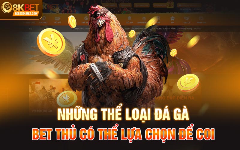 Coi Đá Gà Trực Tiếp Và Đặt Cược Thả Ga Tại Nhà Cái 8Kbet Những thể loại đá gà bet thủ có thể lựa chọn để coi